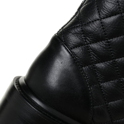 Chanel Shiny Lambskin Quilted Lace Up Combat Boots 38 Black 9 of 10