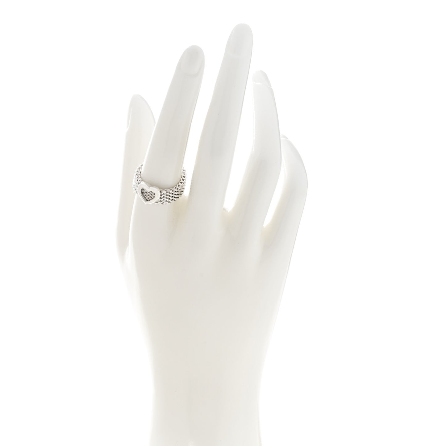 Sterling Silver Somerset Mesh Heart Ring 56 7.75