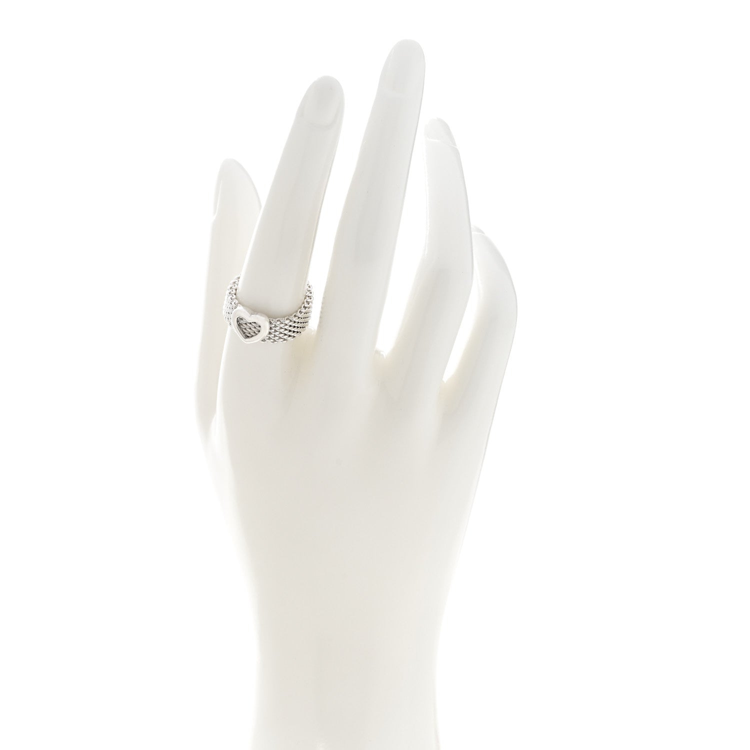 Tiffany Sterling Silver Somerset Mesh Heart Ring 56 7.75 2 of 4