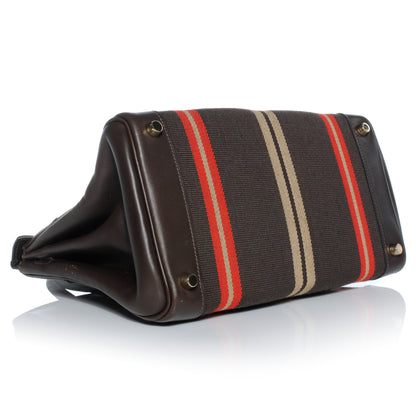 Hermes Toile Swift Striped Birkin 30 Chocolate 4 of 9