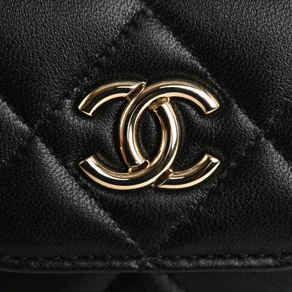 Chanel Lambskin Quilted Pearl Top Handle Clutch With Chain Black 13 of 15