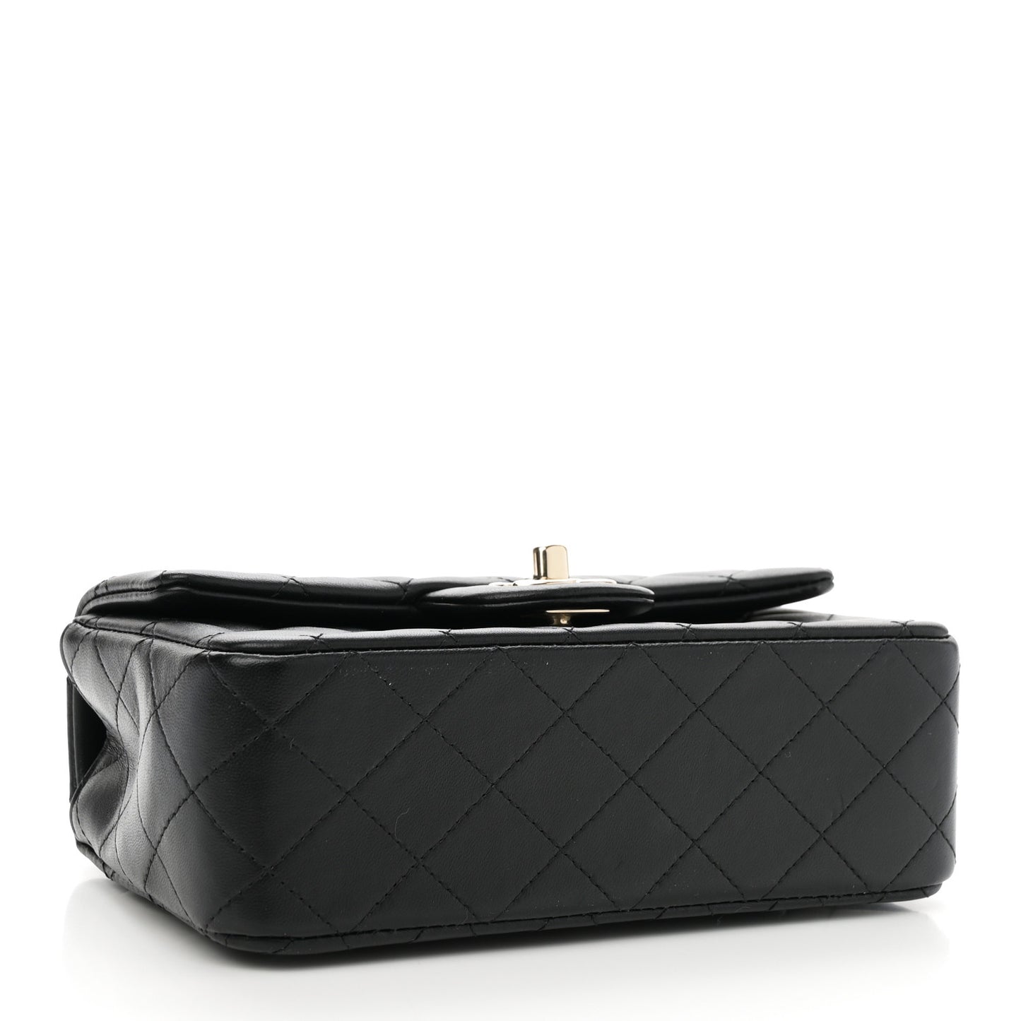 Lambskin Quilted Mini Top Handle Rectangular Flap Black