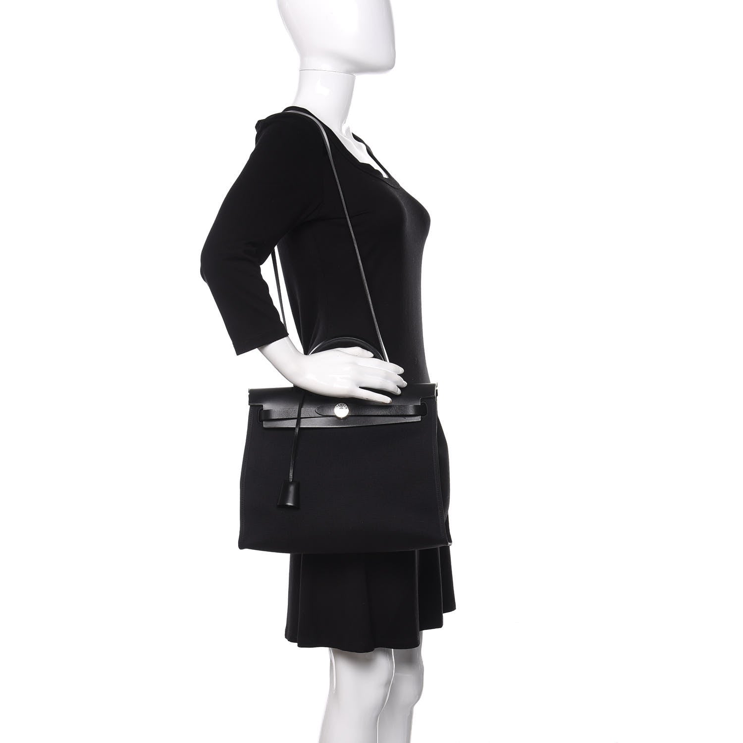 Hermes Military Toile Vache Hunter Herbag Zip PM 31 Black 2 of 10