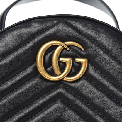 Gucci Calfskin Matelasse GG Marmont Dome Backpack Black 10 of 12