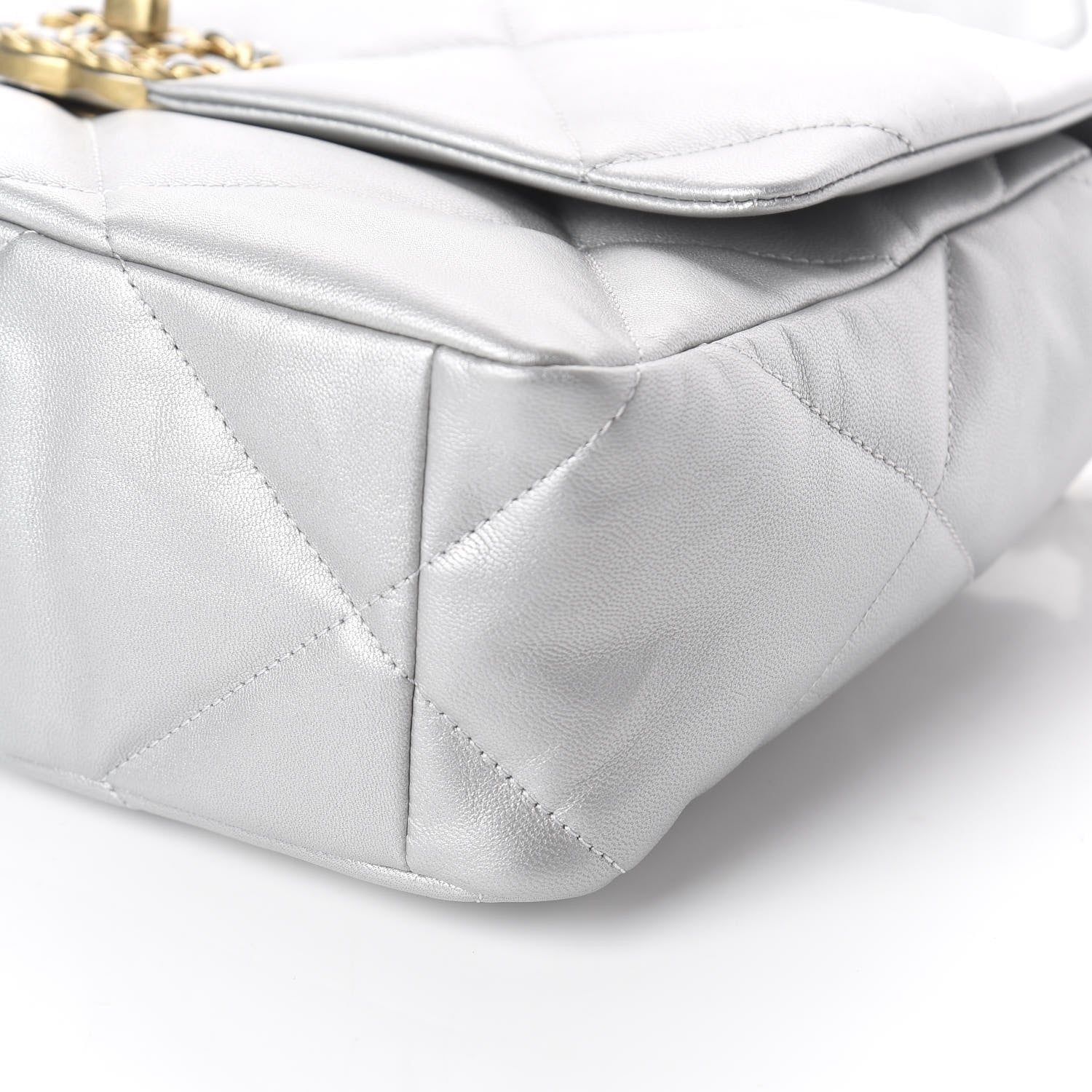 Chanel Metallic Goatskin Quilted Large 19 Flap Silver 9 of 9