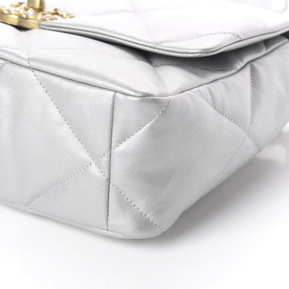 Chanel Metallic Goatskin Quilted Large 19 Flap Silver 9 of 9