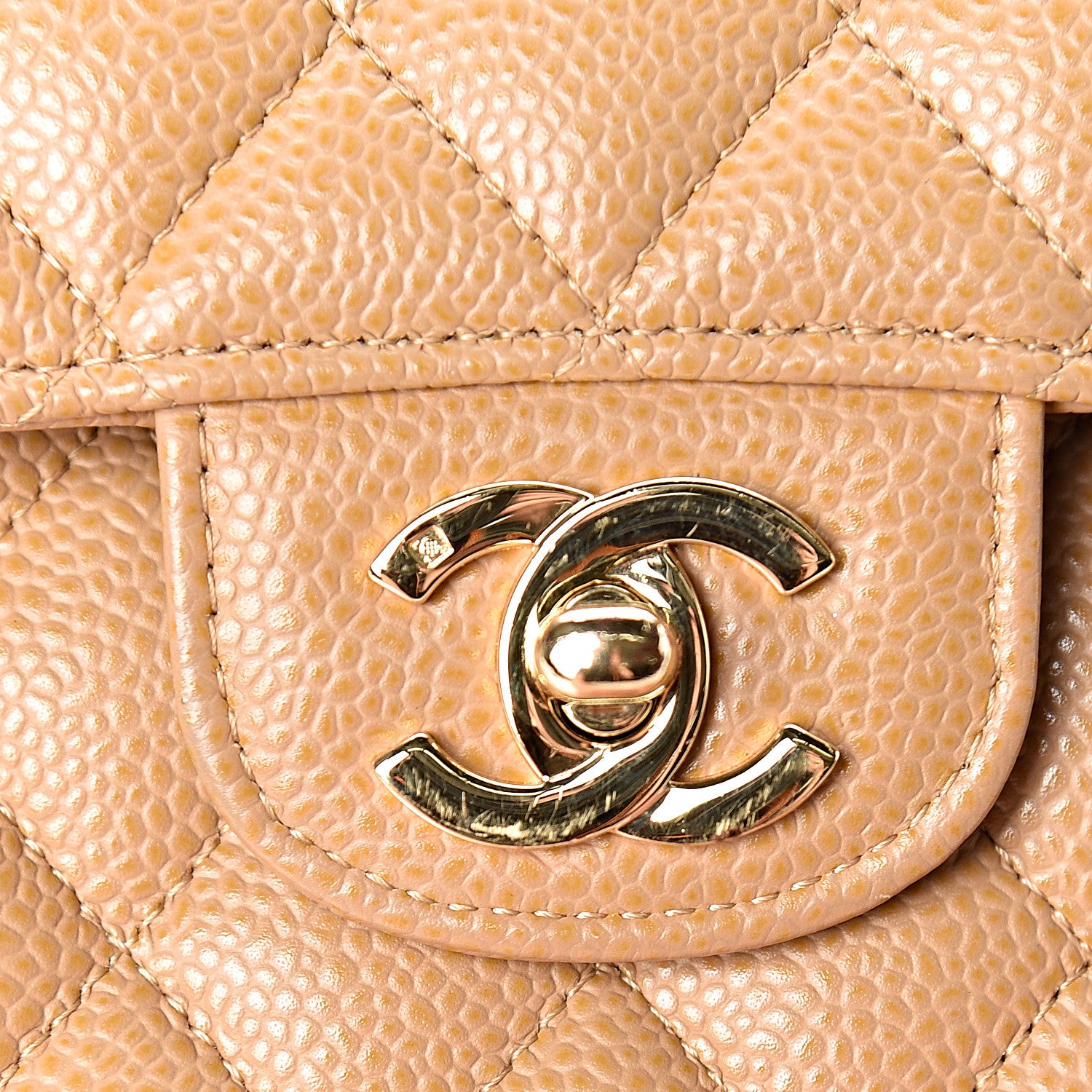 Chanel Caviar Quilted Medium Double Flap Beige 11 of 11