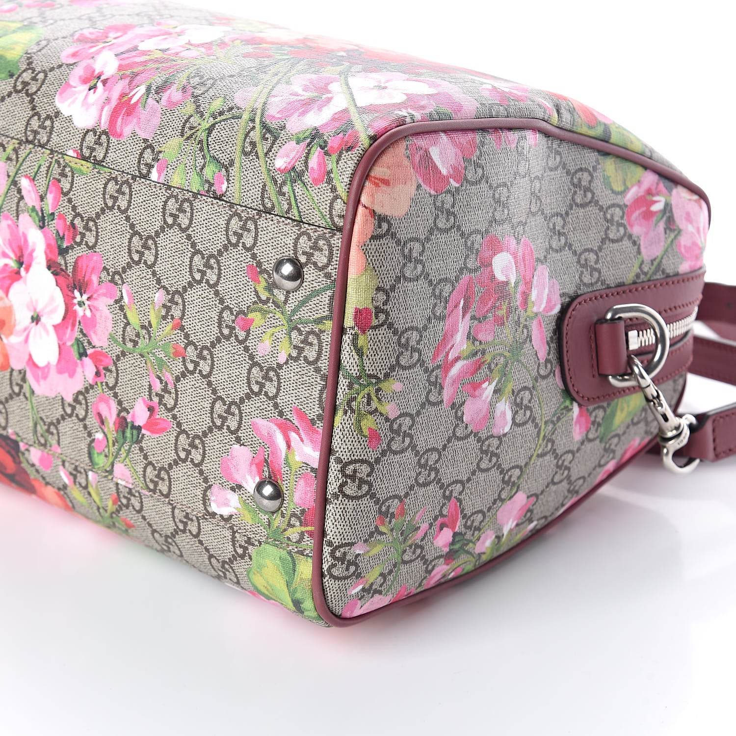 Gucci GG Supreme Monogram Blooms Medium Boston Beige Multicolor Dry Rose 9 of 9