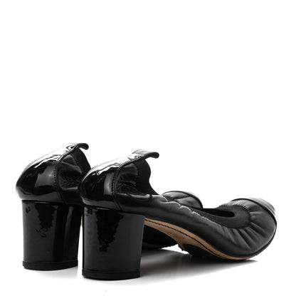 Chanel Lambskin Patent CC Elastic Stretch Pumps 38.5 Black 4 of 8