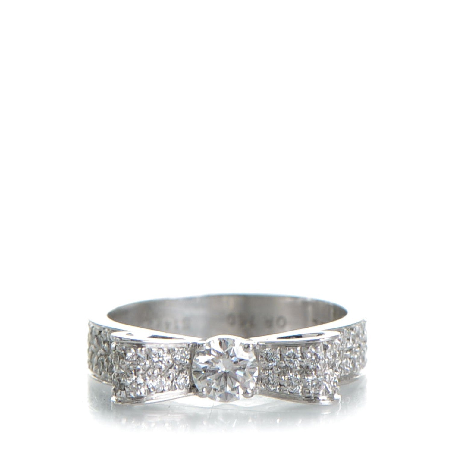 Chanel 18K White Gold Diamond Ruban Ring 46 3.75 1 of 5