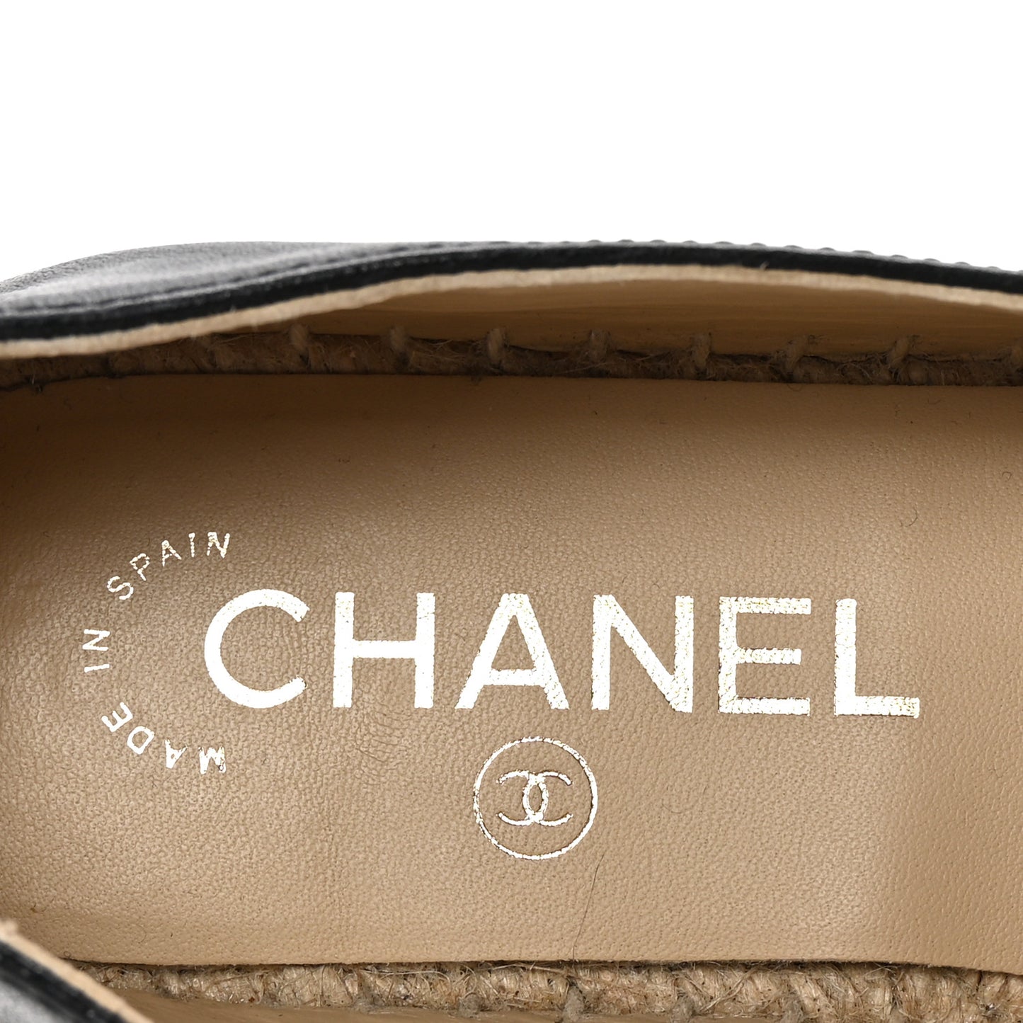 Calfskin Chain CC Espadrilles 35 Black