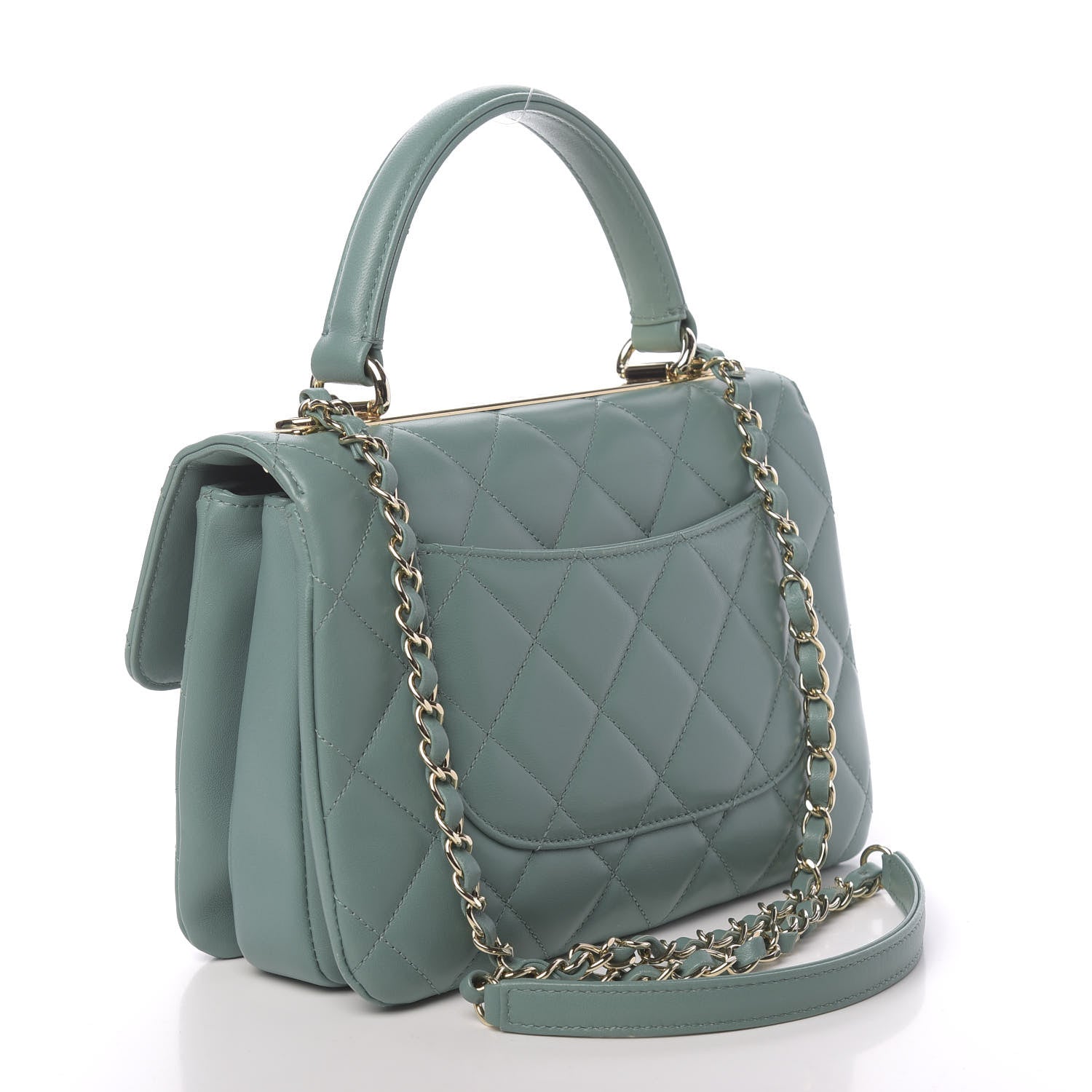 Chanel Lambskin Quilted Small Trendy CC Flap Dual Handle Bag Light Green 4 of 13