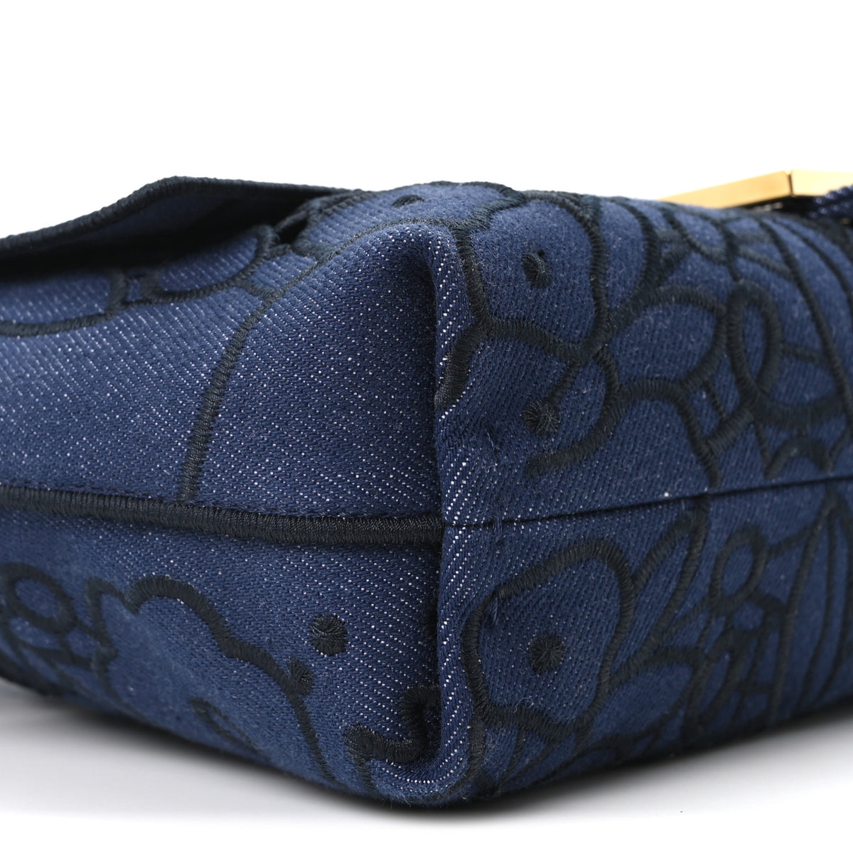 Fendi Denim Floral À Jour Medium Mamma Baguette Dark Blue 9 of 10