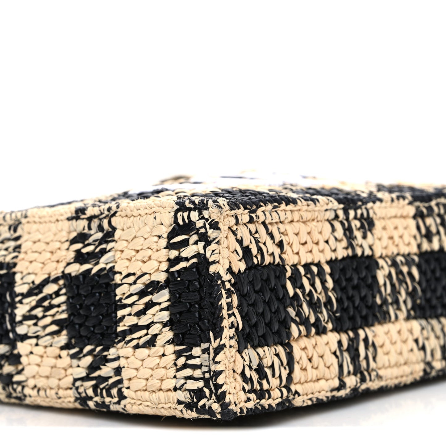 X PAULA'S IBIZA Raffia Mini Font Tote Black Natural