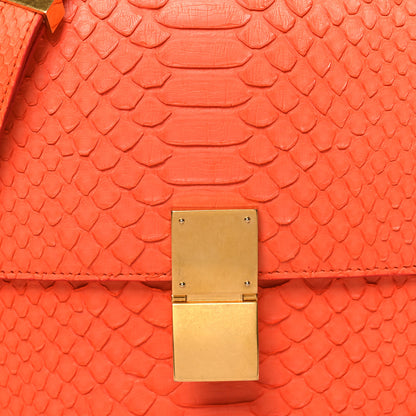 Celine Snakeskin Classic Box Flap Orange 7 of 10