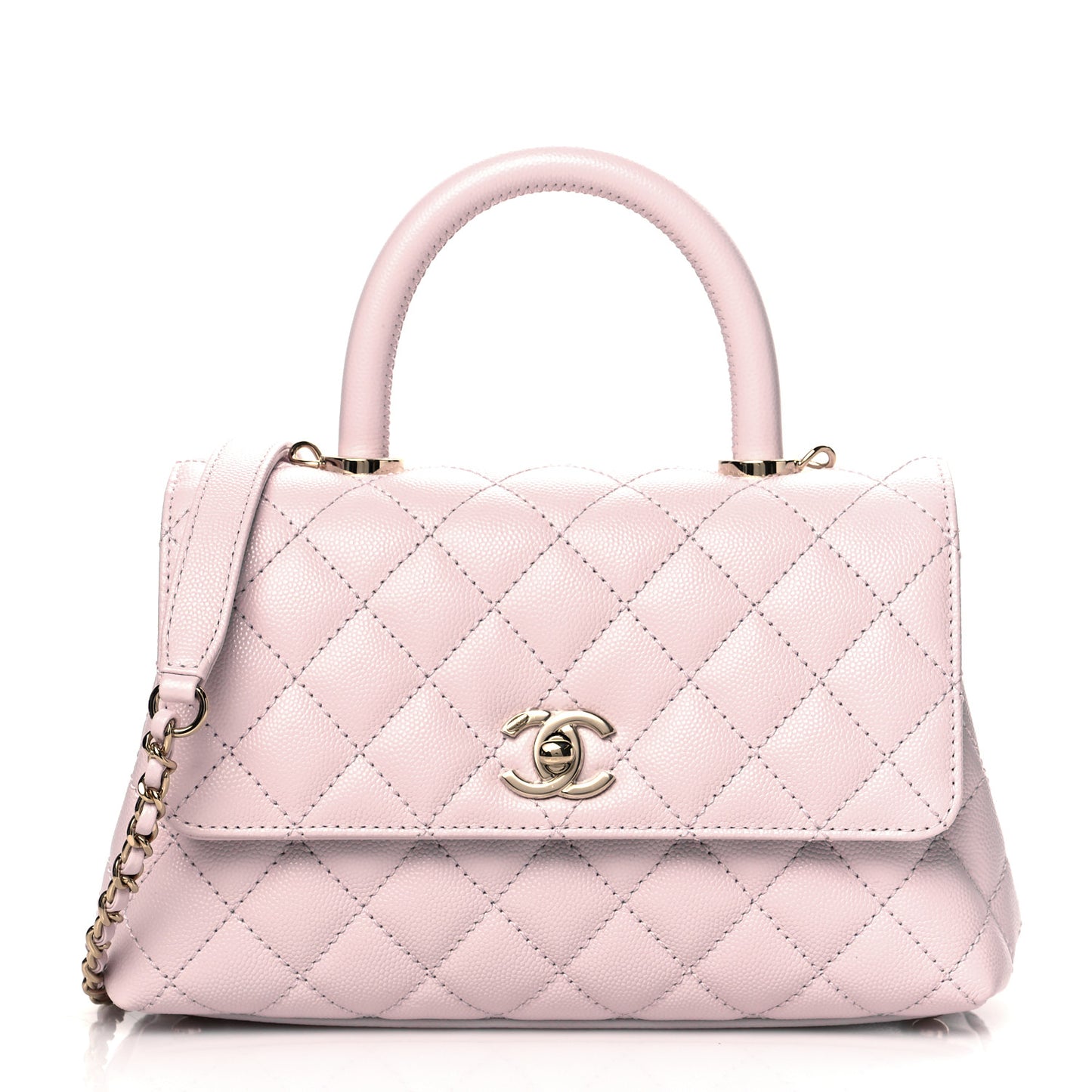 Caviar Quilted Mini Coco Handle Flap Light Pink