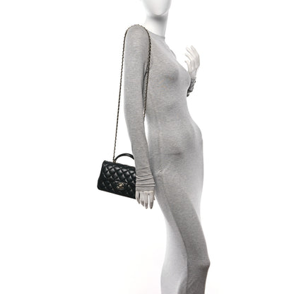 Chanel Lambskin Quilted Mini Top Handle Rectangular Flap Black 2 of 10