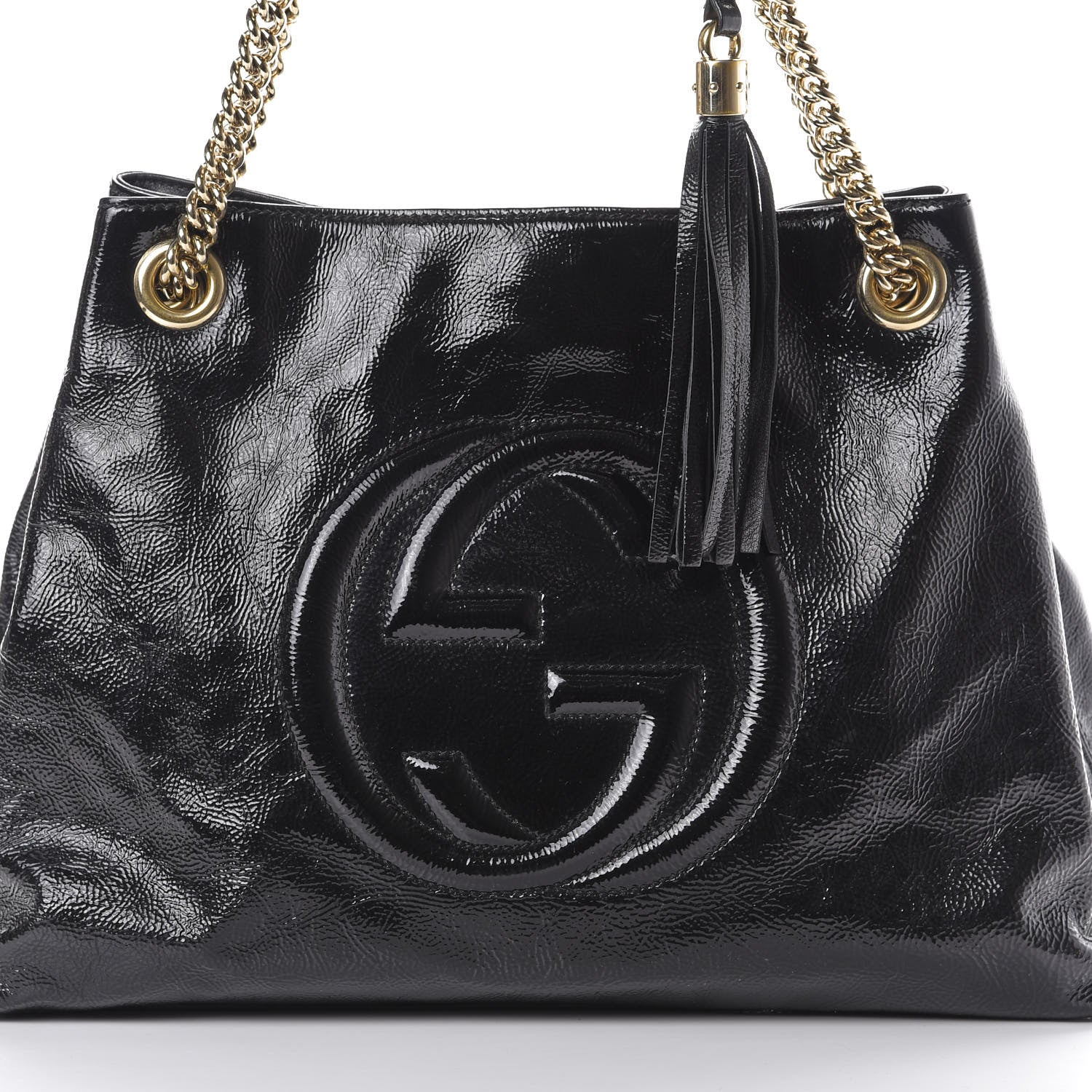 Gucci Patent Medium Soho Chain Shoulder Bag Black 9 of 9