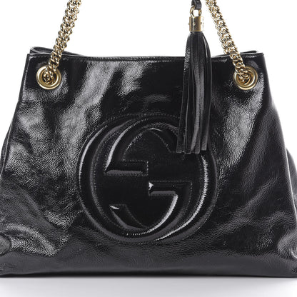 Gucci Patent Medium Soho Chain Shoulder Bag Black 9 of 9