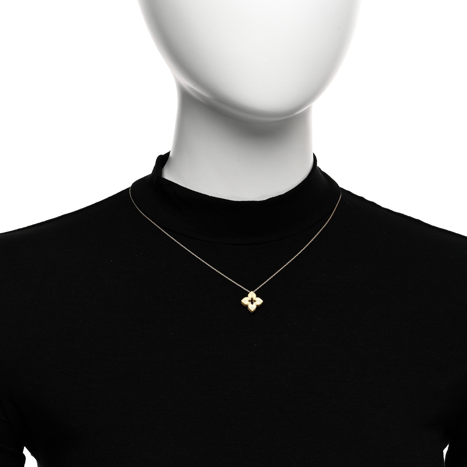 Roberto Coin 18K Yellow Gold Diamond Petite Venetian Princess Flower Pendant Necklace 2 of 4