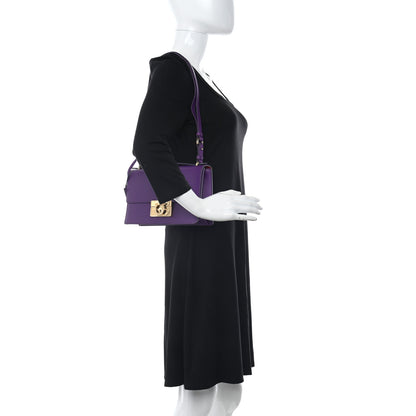 Salvatore Ferragamo Smooth Calfskin Aileen Gancio Lock Shoulder Bag Purple 2 of 10