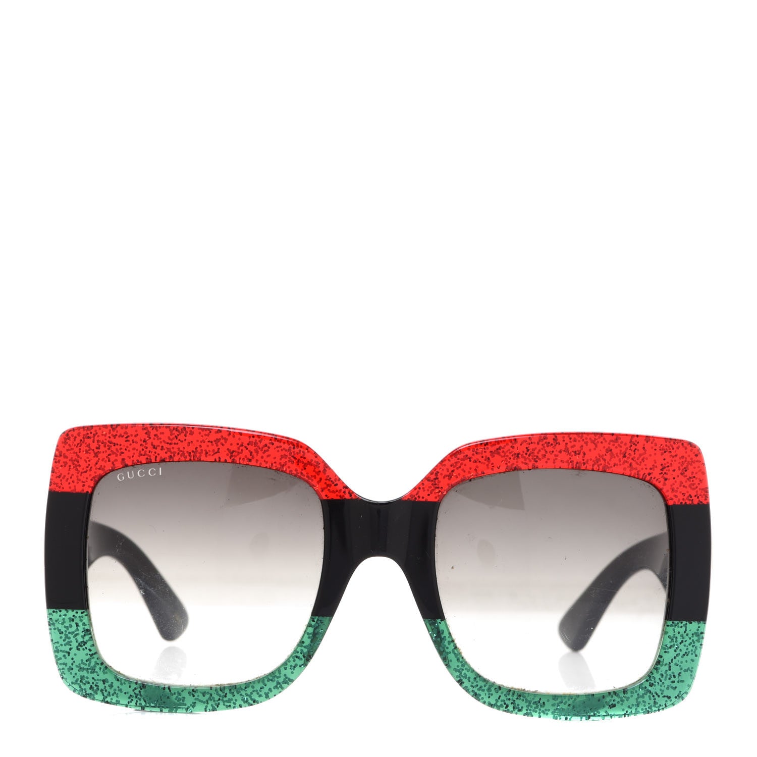 Gucci Acetate Square Frame Sunglasses GG0083S Glitter Red Black Green 2 of 8