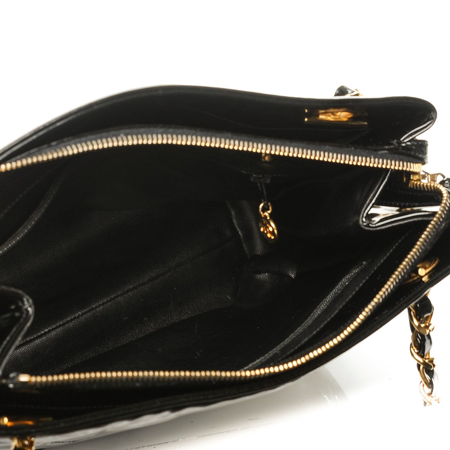 Patent CC Shoulder Bag Black