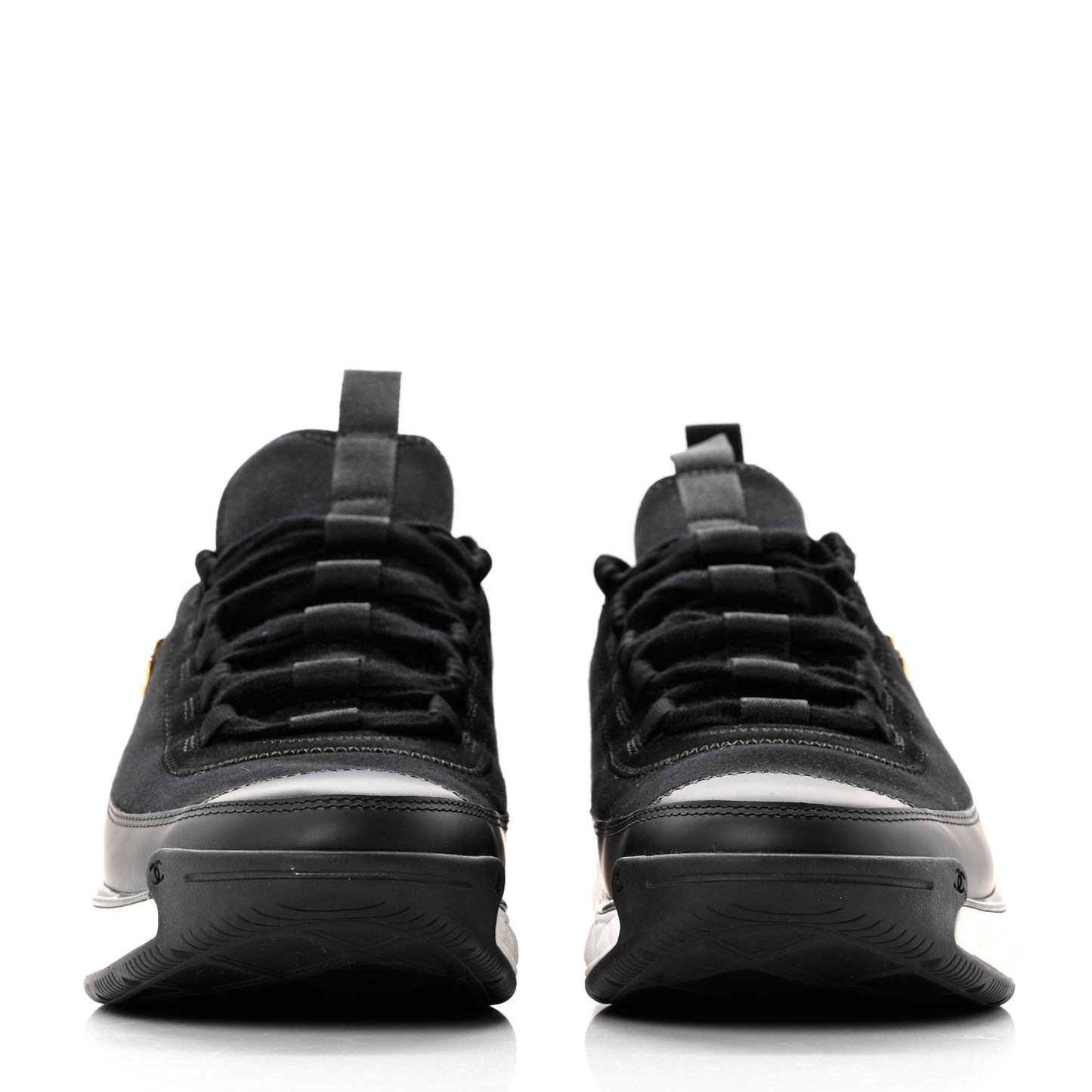 Velvet Calfskin Mixed Fibers CC Sneakers 39.5 Black