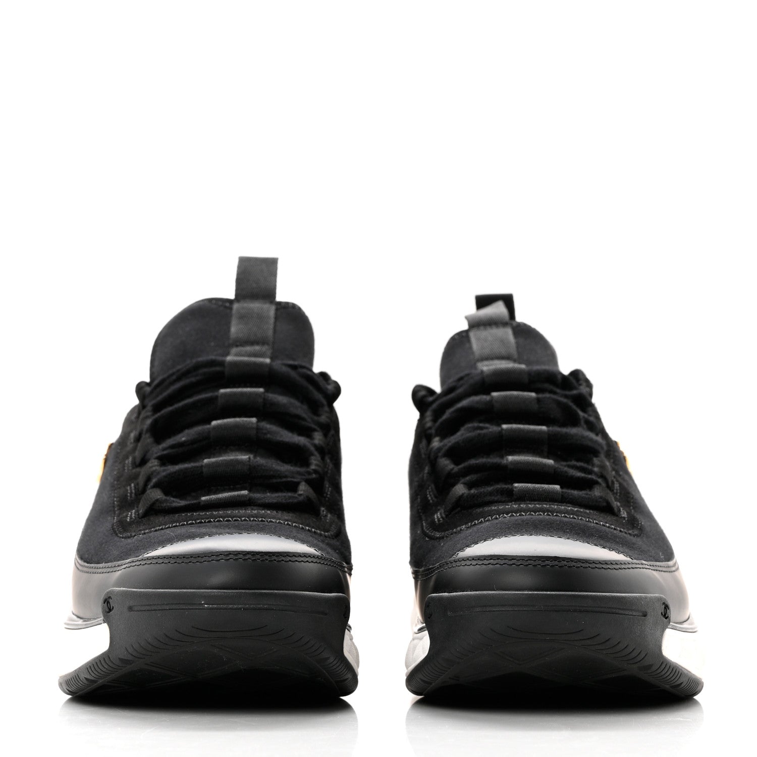 Chanel Velvet Calfskin Mixed Fibers CC Sneakers 39.5 Black 2 of 9
