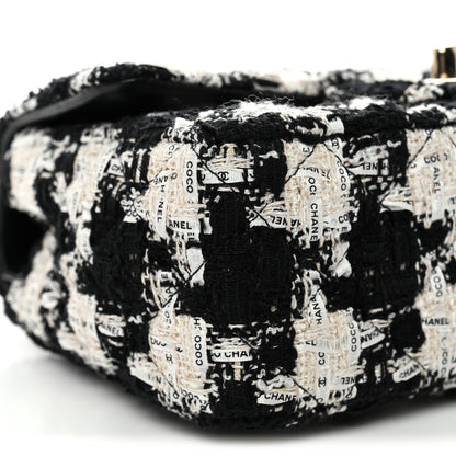 Chanel Tweed Quilted Mini Rectangular Flap Black Ecru White 8 of 10