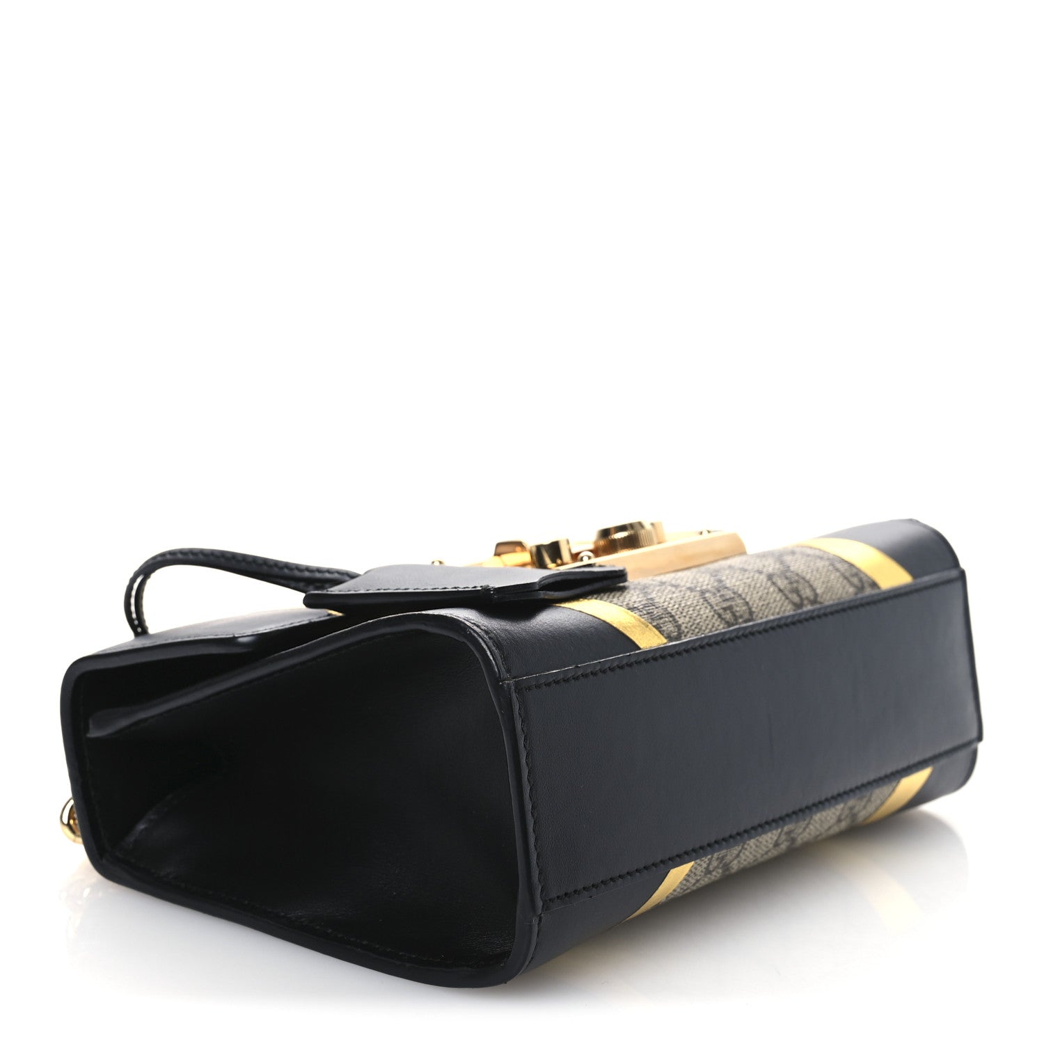 Gucci Calfskin GG Supreme Monogram Small Padlock Shoulder Bag Black Gold 4 of 14