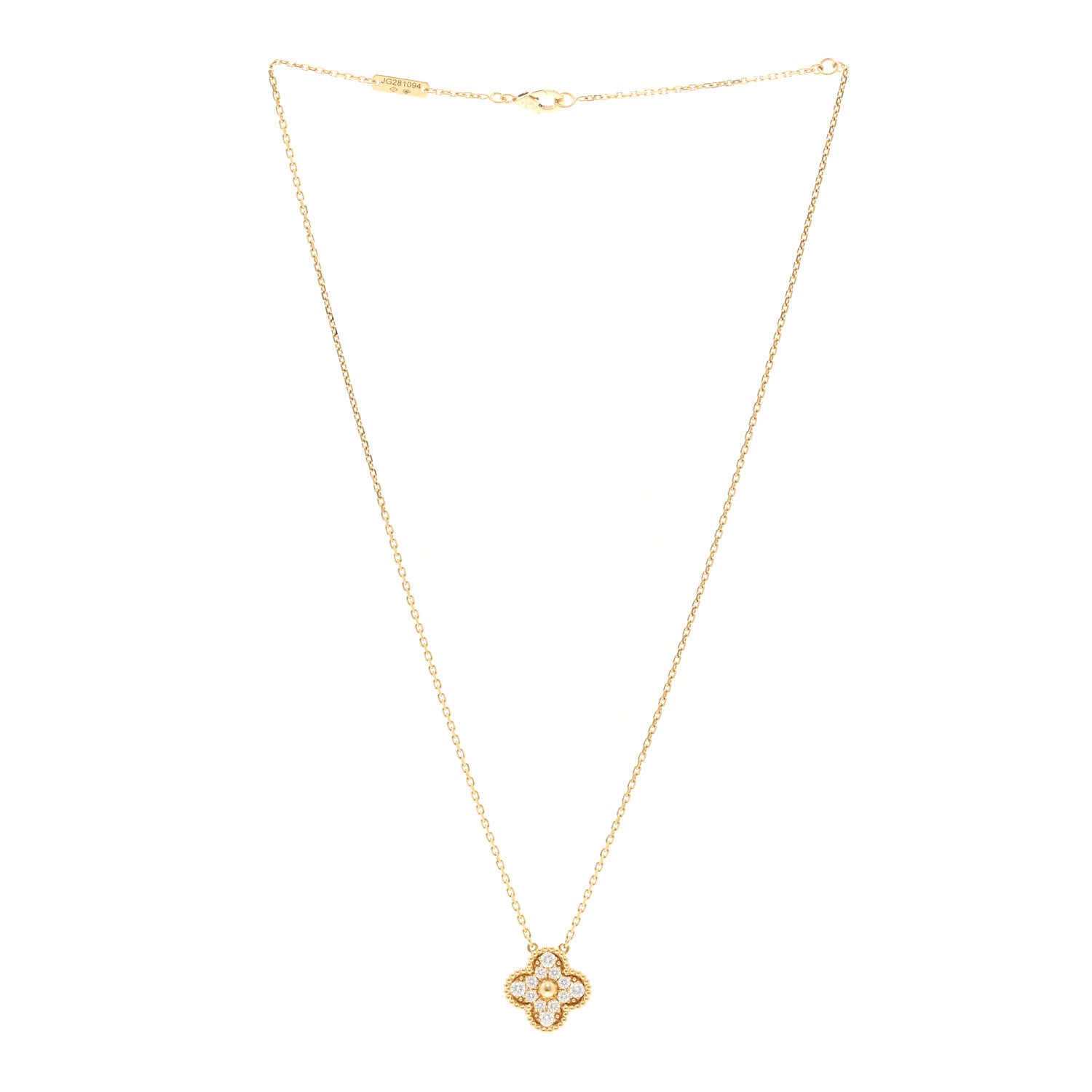 Van Cleef & Arpels 18K Yellow Gold Diamond Vintage Alhambra Pendant Necklace 3 of 6