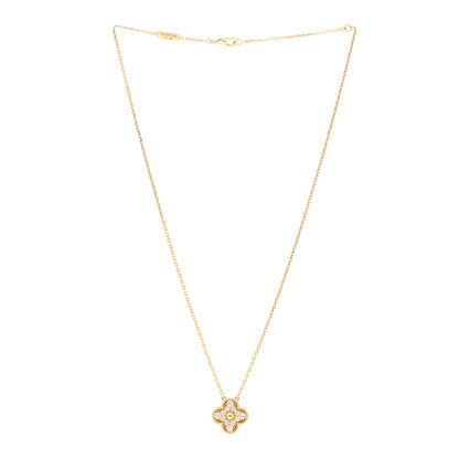 Van Cleef & Arpels 18K Yellow Gold Diamond Vintage Alhambra Pendant Necklace 3 of 6
