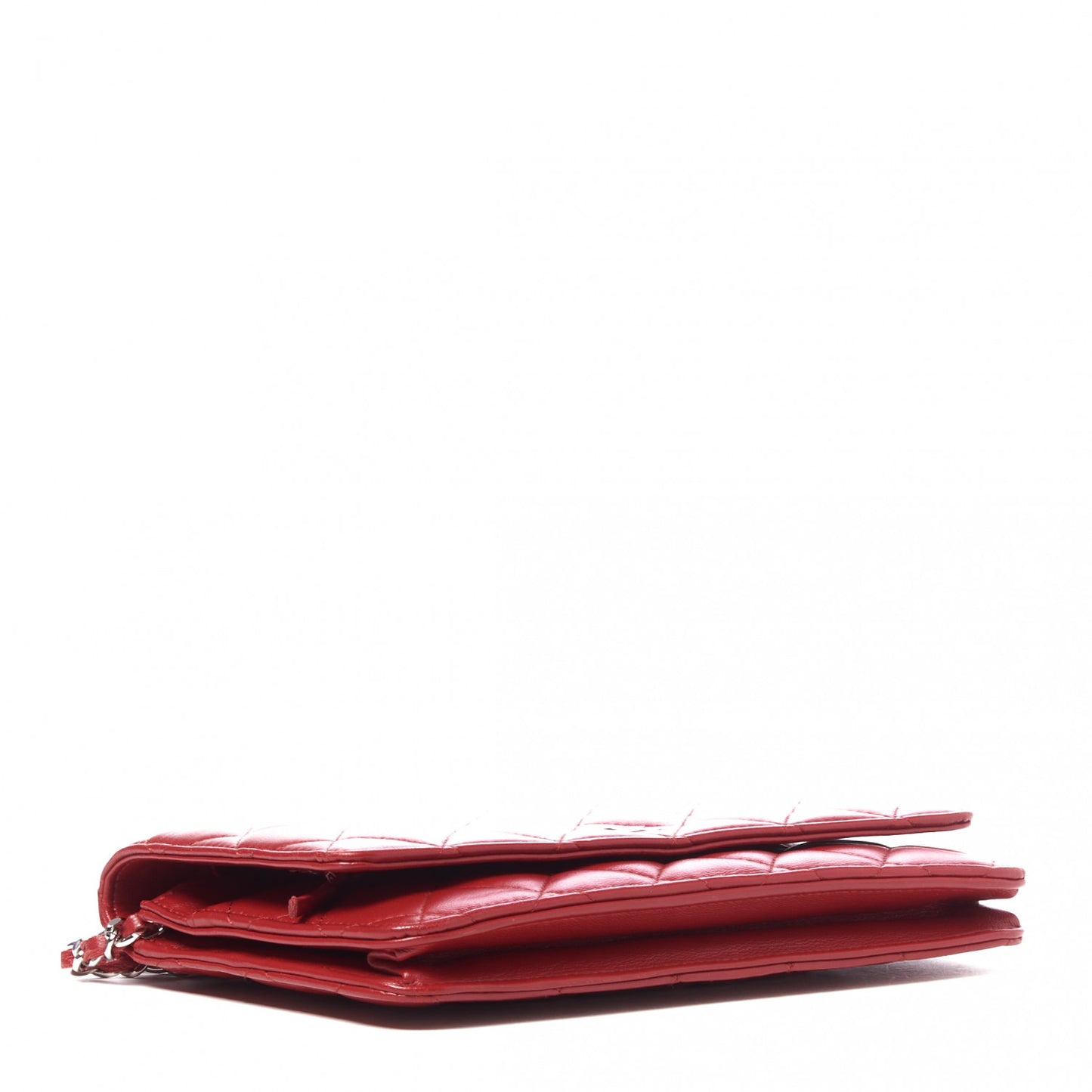 Lambskin Quilted Wallet On Chain WOC Red