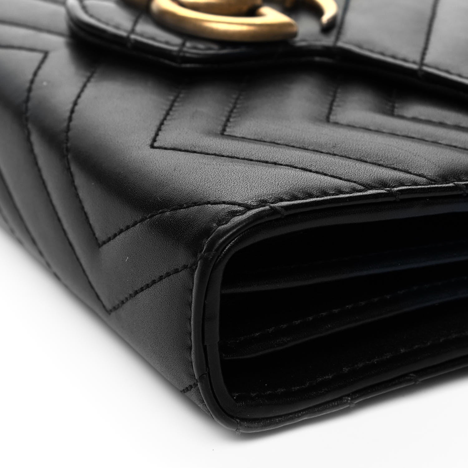 Gucci Calfskin Matelasse GG Marmont Chain Wallet Black 9 of 9