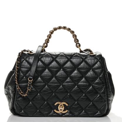 Chanel Aged Calfskin Quilted Large Pondichery Flap Black 1 of 7