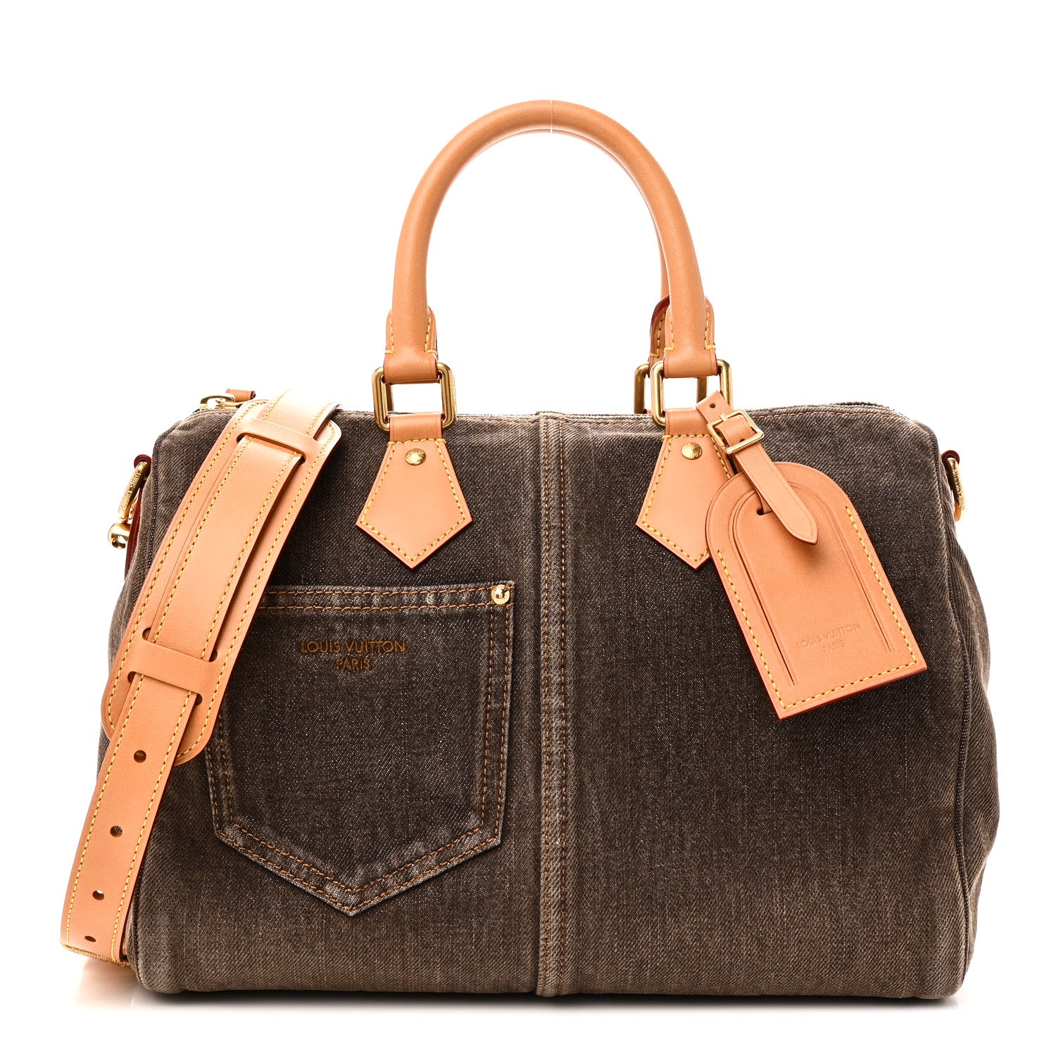 Louis Vuitton Denim Speedy 30 Bandouliere Coffee Bean Brown 1 of 9