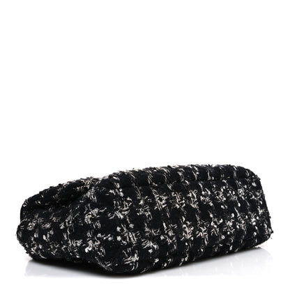 Chanel Tweed Quilted Large Chanel 19 Flap Black Silver Ecru 4 of 10