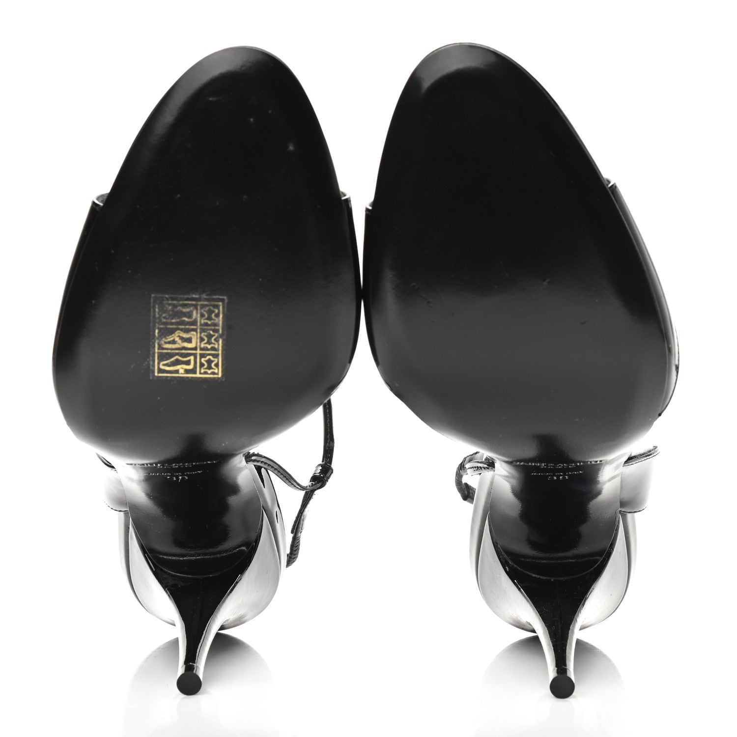 Saint Laurent Patent Calfskin Anouk 110 Sandals 39 Black 5 of 9