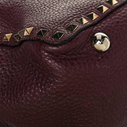 Valentino Garavani Pebbled Calfskin Medium Rockstud Tote Rubin 11 of 17