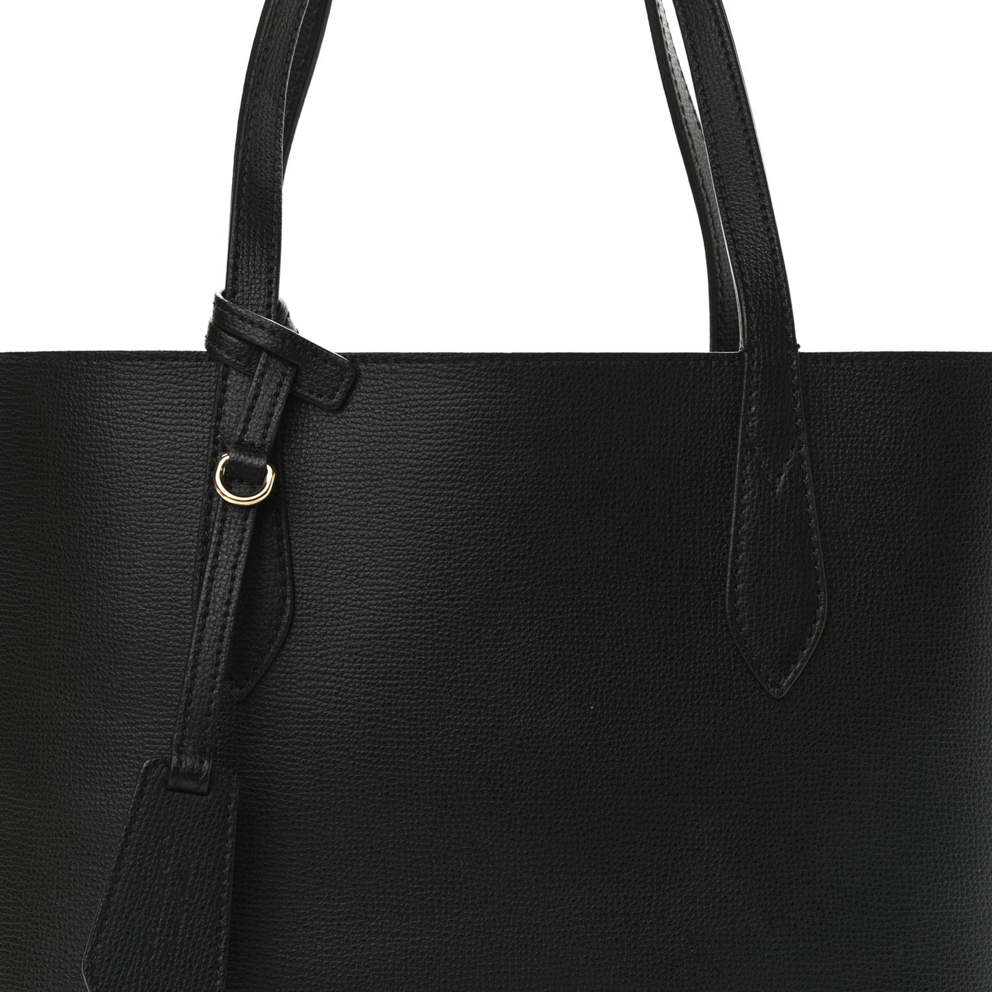 Grainy Calfskin Haymarket Check Small Reversible Tote Black
