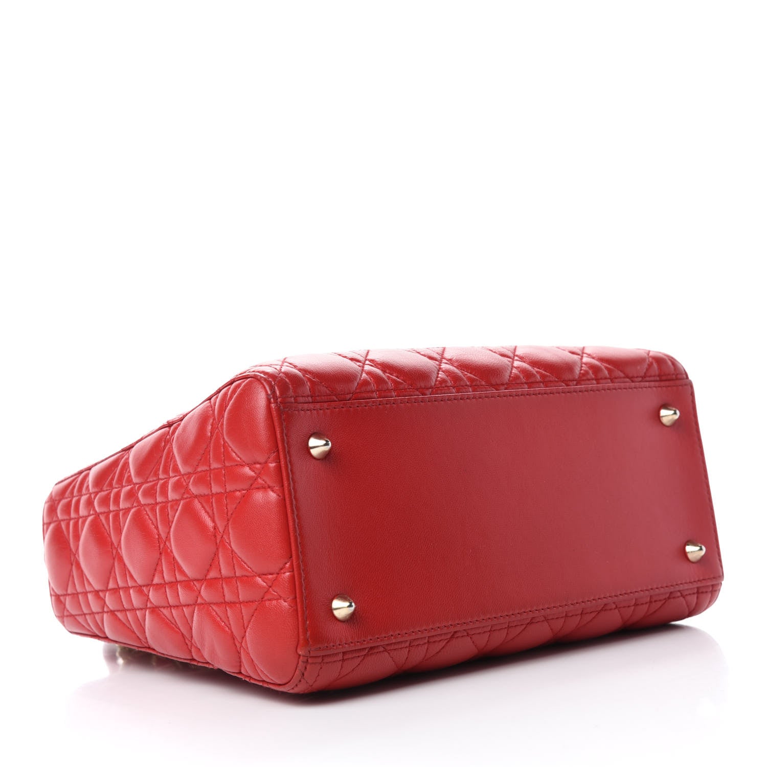 Christian Dior Lambskin Cannage Medium Lady Dior Red 4 of 12