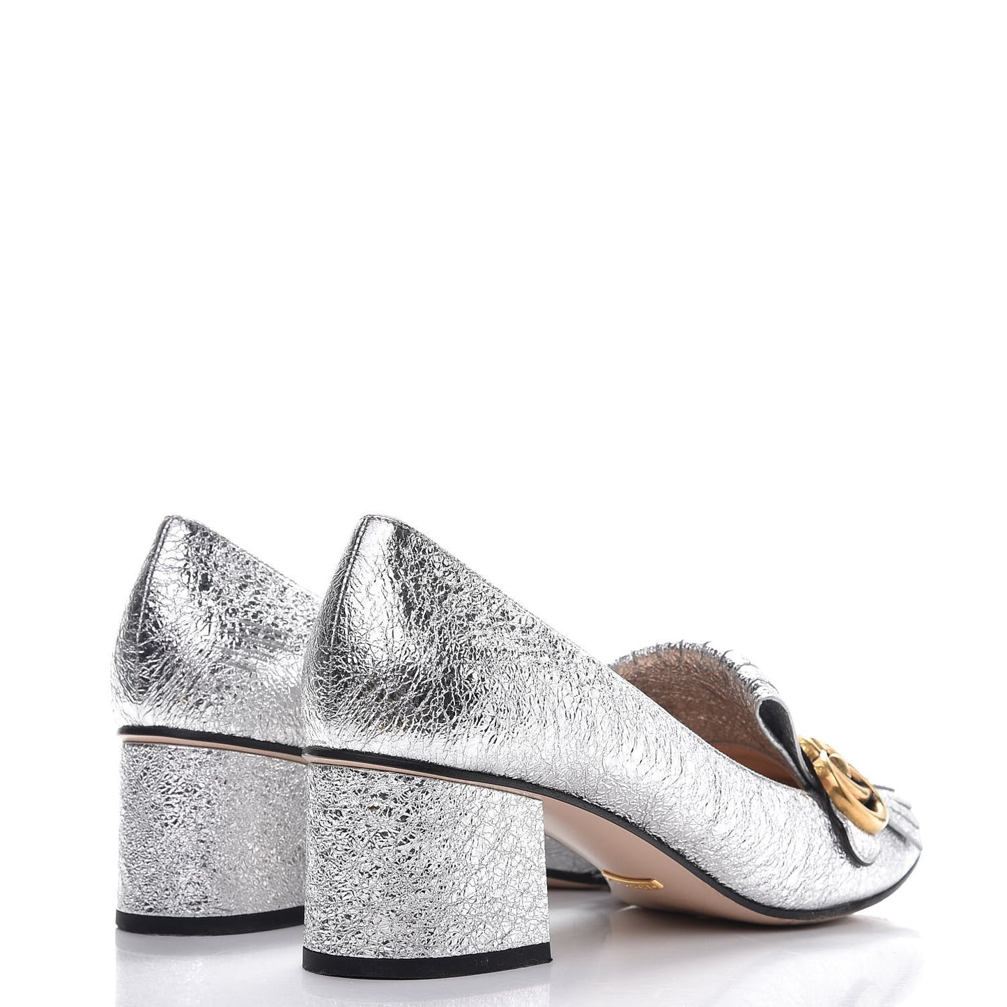 Galassia GG Marmont Fringe 50mm Loafer Pumps 41 Argento
