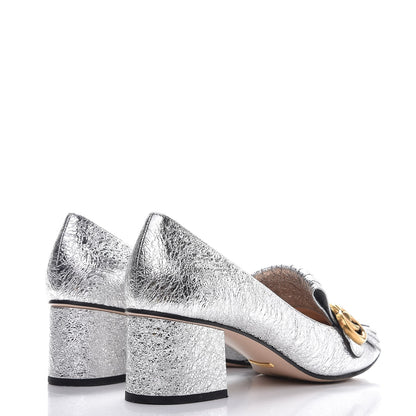 Gucci Galassia GG Marmont Fringe 50mm Loafer Pumps 41 Argento 4 of 11