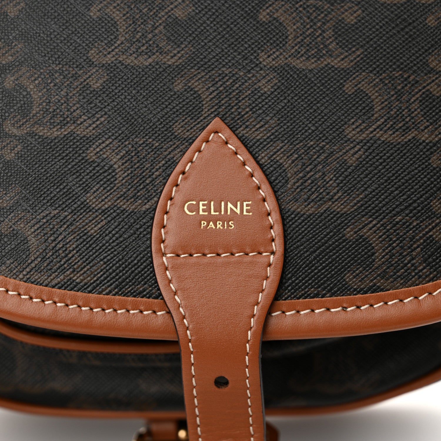Celine Triomphe Canvas Medium Folco Bag Tan 7 of 10