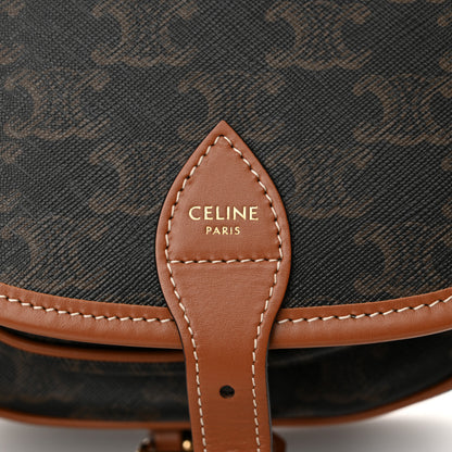 Celine Triomphe Canvas Medium Folco Bag Tan 7 of 10