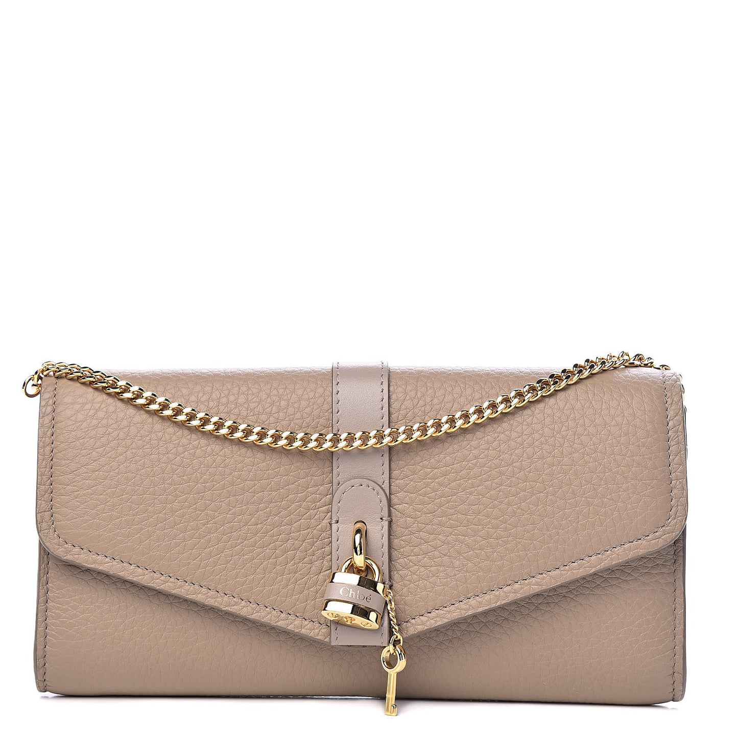 Grained Calfskin Aby Chain Wallet Motty Grey