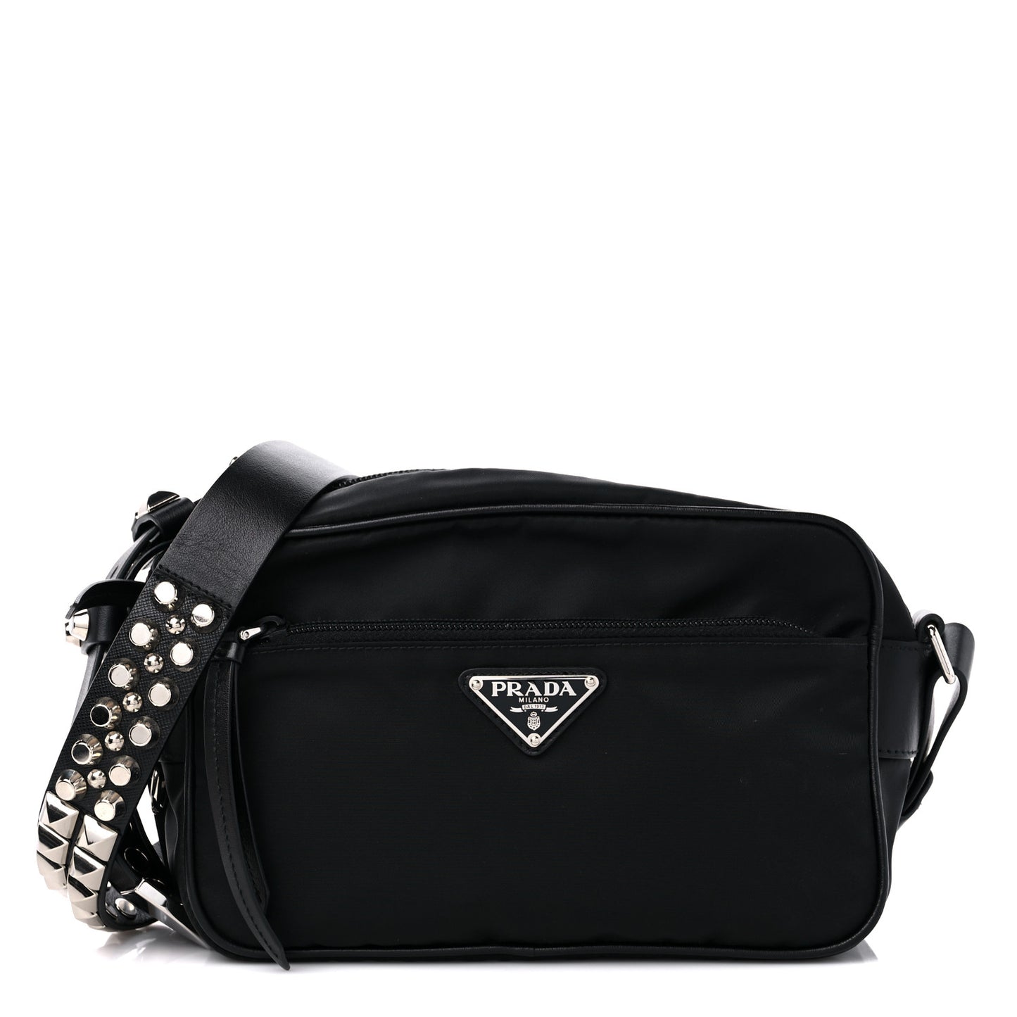 Tessuto Nylon Studded New Vela Shoulder Bag Black