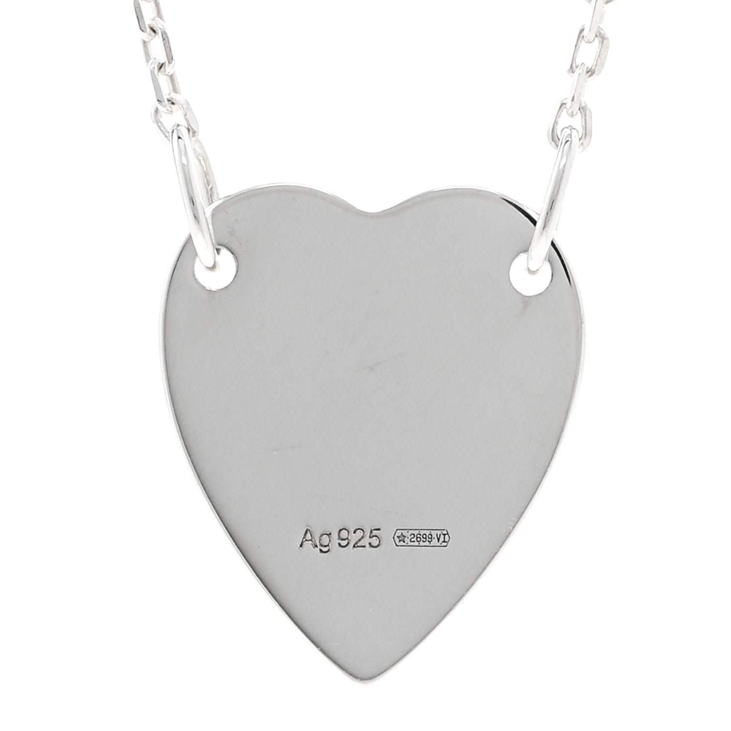 Gucci Sterling Silver Trademark Heart Pendant Necklace 4 of 5
