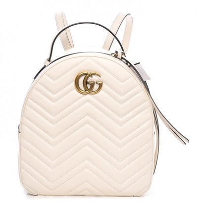 Gucci Calfskin Matelasse GG Marmont Dome Backpack White 1 of 7